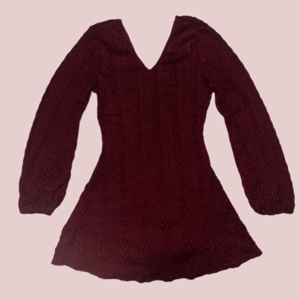 Cranberry V-Neck Knit Sweater Dress NWT